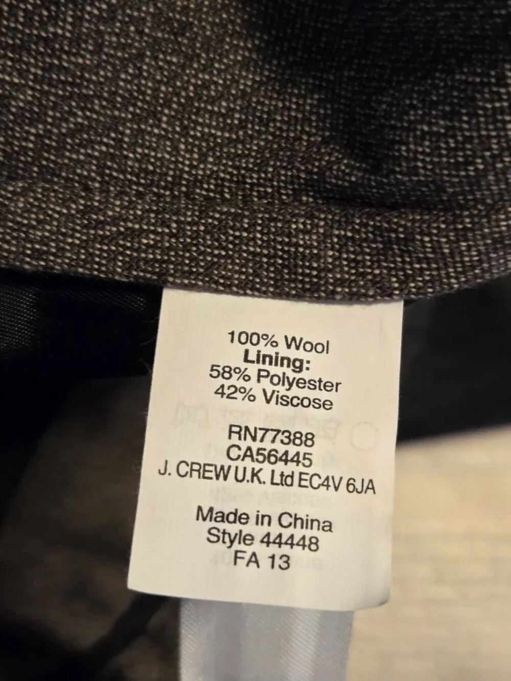 J. Crew Bowery Wool Pants 32x34 Gray Suiting Trouser Twill Classic New With Tags